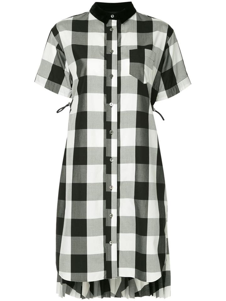 Sacai Checked Shirt Dress - White