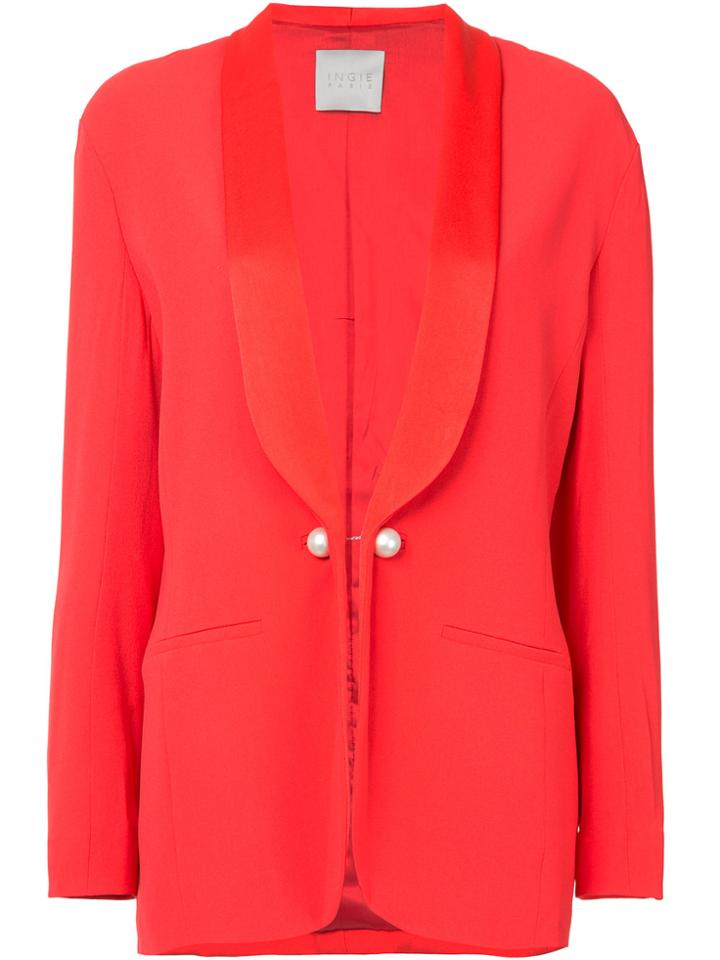 Ingie Paris Pearl Button Blazer - Red