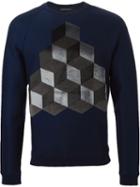 Christopher Kane Geometric Intarsia Sweater, Men's, Size: Xs, Blue, Cotton/viscose