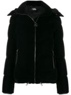 Karl Lagerfeld Velvet Puffer Jacket - Black