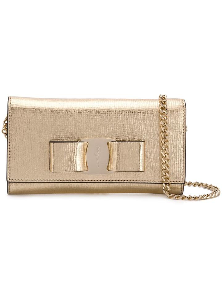 Salvatore Ferragamo Vara Bow Clutch - Gold