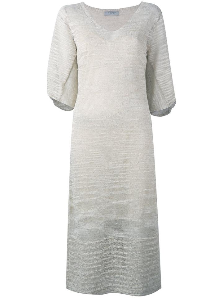 D.exterior Knitted V-neck Dress, Women's, Size: Medium, Nude/neutrals, Linen/flax/polyamide/polyester