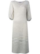 D.exterior Knitted V-neck Dress, Women's, Size: Medium, Nude/neutrals, Linen/flax/polyamide/polyester