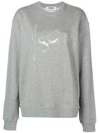 Msgm Oversize Embellished Logo Sweatshirt - Grey