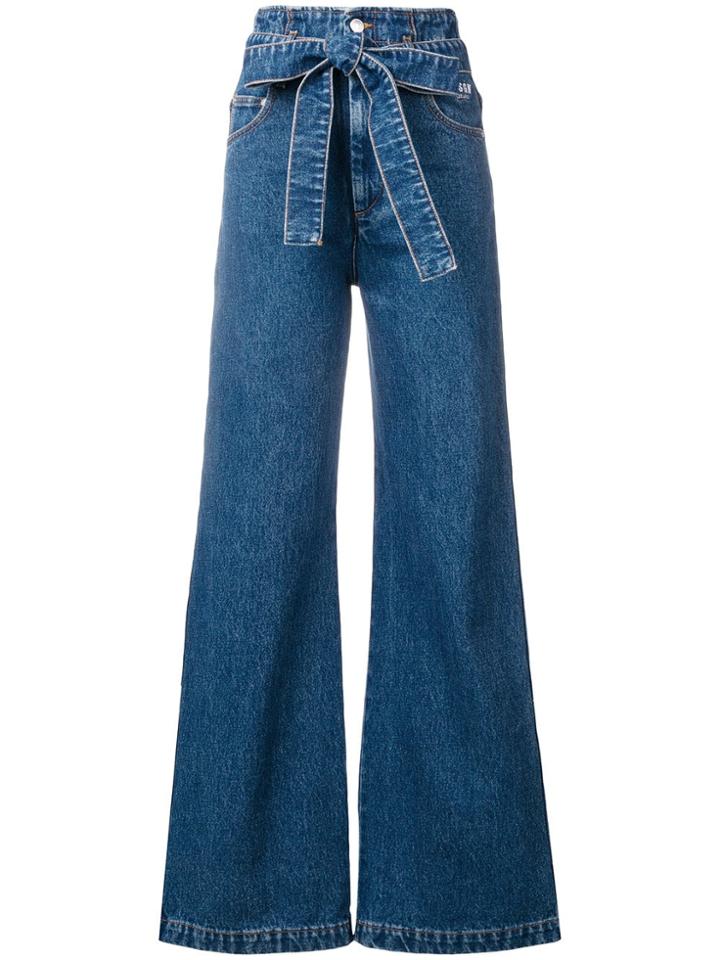 Msgm Belted Flared Jeans - Blue