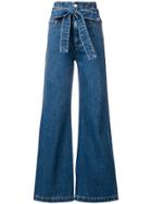 Msgm Belted Flared Jeans - Blue