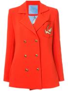 Macgraw Double Breasted Swan Crest Blazer - Red