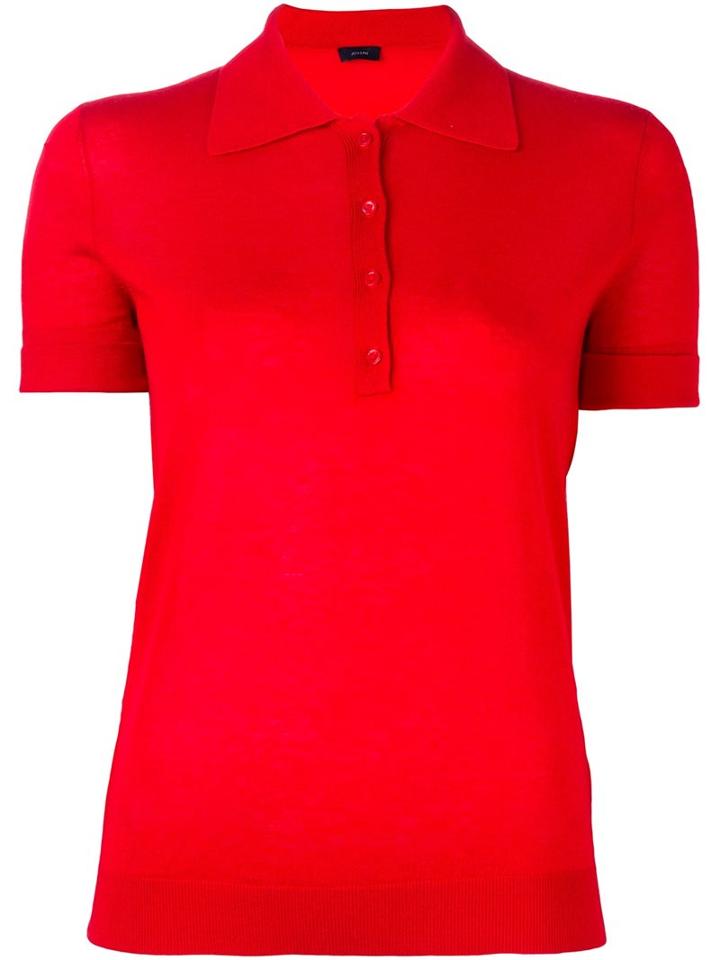 Joseph Shoulder Detail Knit Polo Top, Women's, Size: Xs, Red, Silk/cashmere