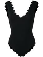 Marysia - Scalloped Swimsuit - Women - Polyamide/spandex/elastane - L, Black, Polyamide/spandex/elastane