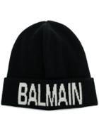 Balmain Logo Beanie Hat - Black