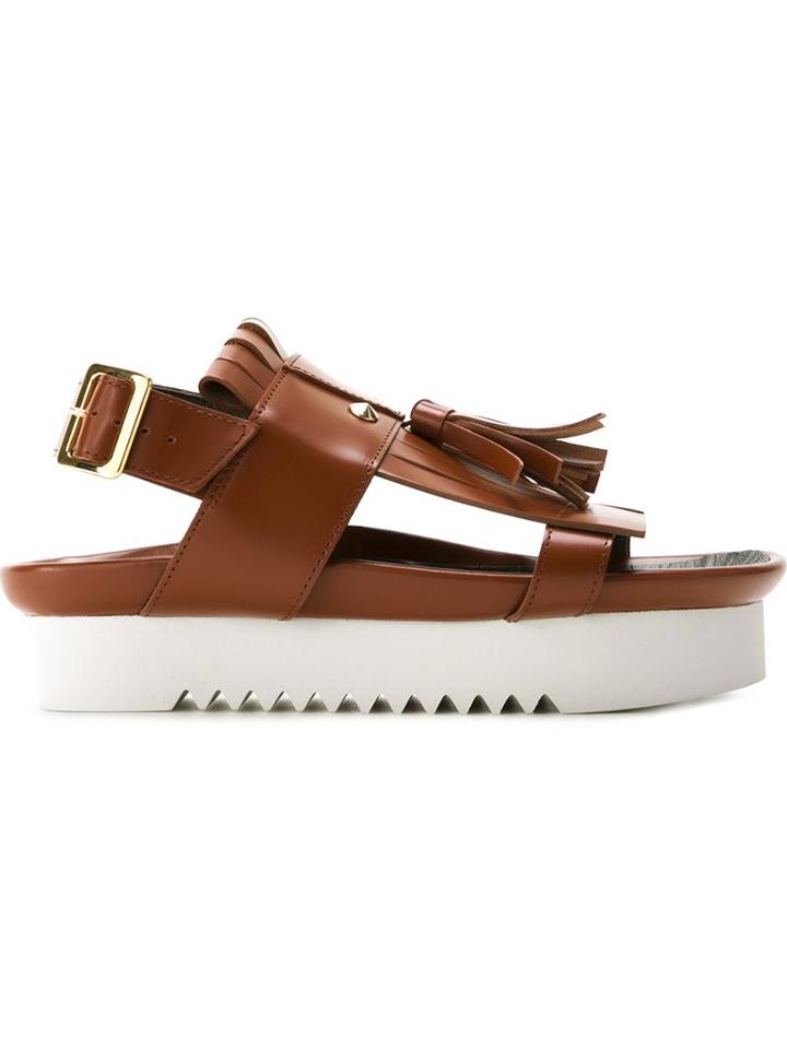 Muveil Fringe Detail Platform Sandals