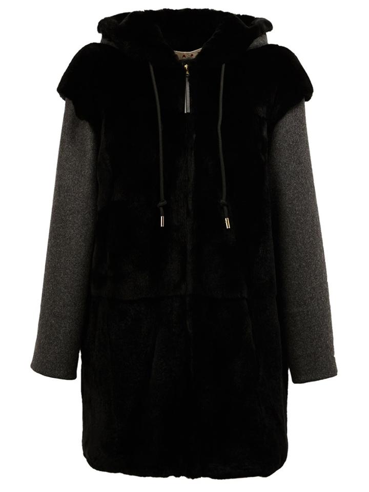 Marni Hooded Rabbit Fur Coat - Black