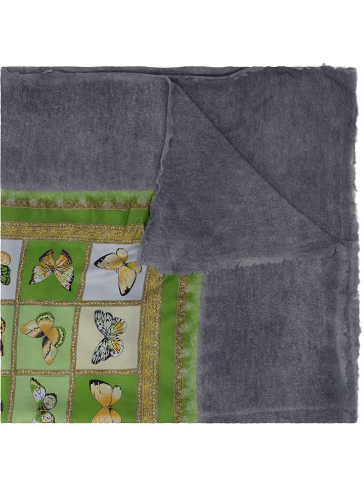 Avant Toi Butterfly Print Scarf - Grey