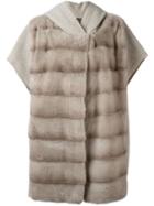 Liska Hooded Coat, Women's, Size: Medium, Grey, Mink Fur/lamb Fur/wool