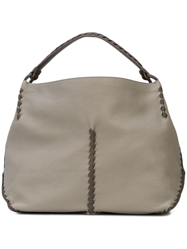 Bottega Veneta Woven Detailed Shoulder Bag - Grey
