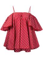 Anna October Polka Dot Off Shoulder Top - Red