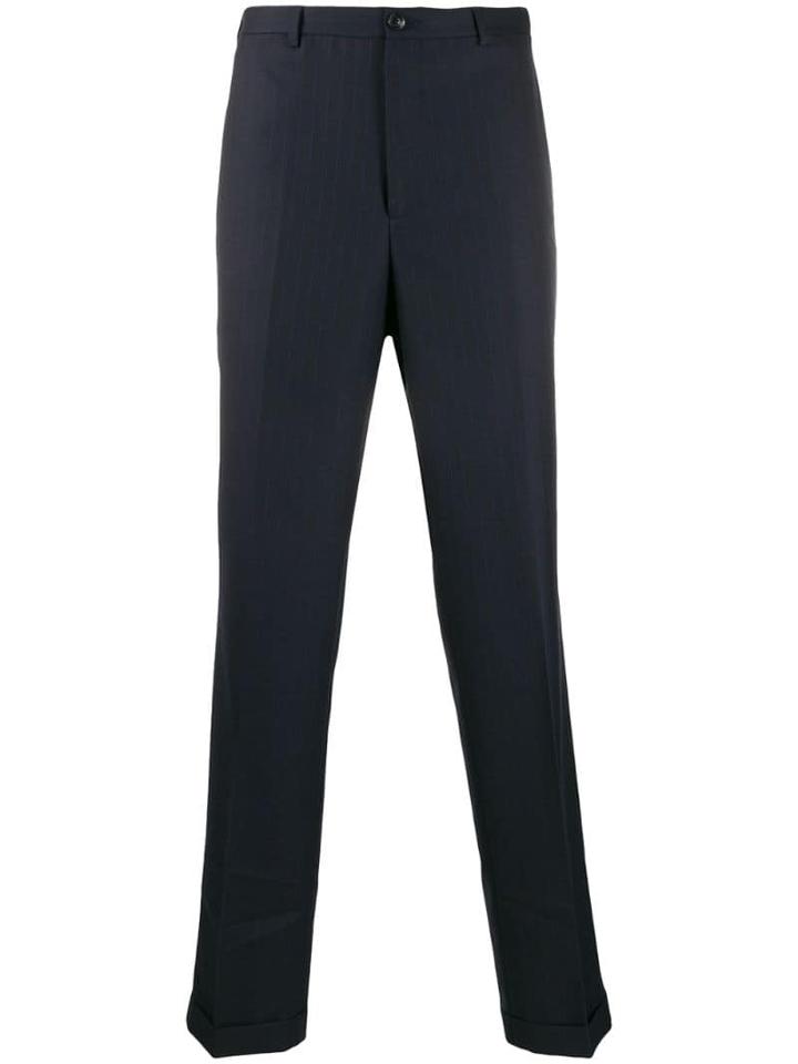 Cobra S.c. Pinstripe Straight Leg Trousers - Blue