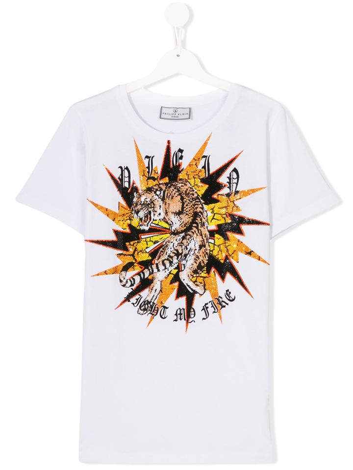 Philipp Plein Junior Tiger T-shirt - White