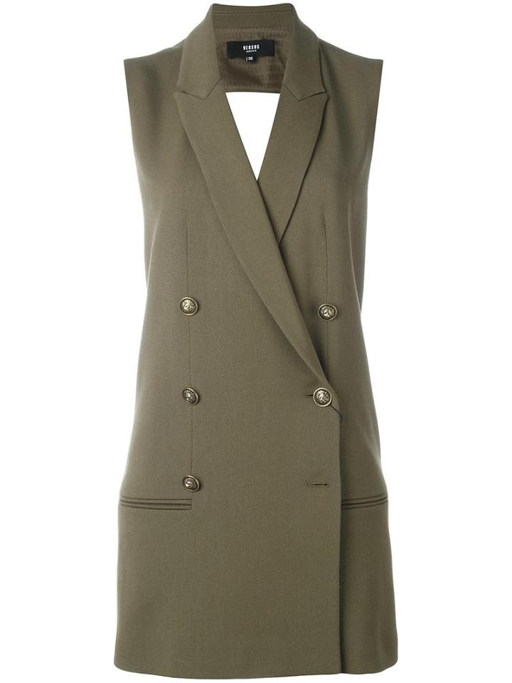 Versus Double-breasted Sleeveless Dress, Women's, Size: 42, Green, Wool/viscose/spandex/elastane