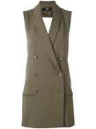 Versus Double-breasted Sleeveless Dress, Women's, Size: 42, Green, Wool/viscose/spandex/elastane