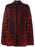 Alexander Mcqueen Floral Jacquard Knit Cape, Women's, Size: Medium, Black, Silk/polyamide/polyester/wool