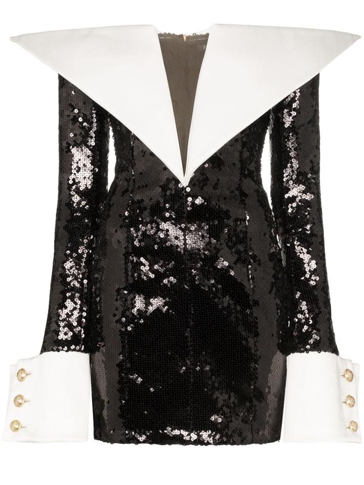 Balmain Off-the-shoulder Mini Dress - Black