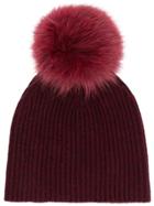 Yves Salomon Accessories Ribbed Knit Beanie - Red