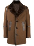 Neil Barrett Panelled Coat, Men's, Size: 48, Brown, Wool/virgin Wool/lamb Skin/cotton