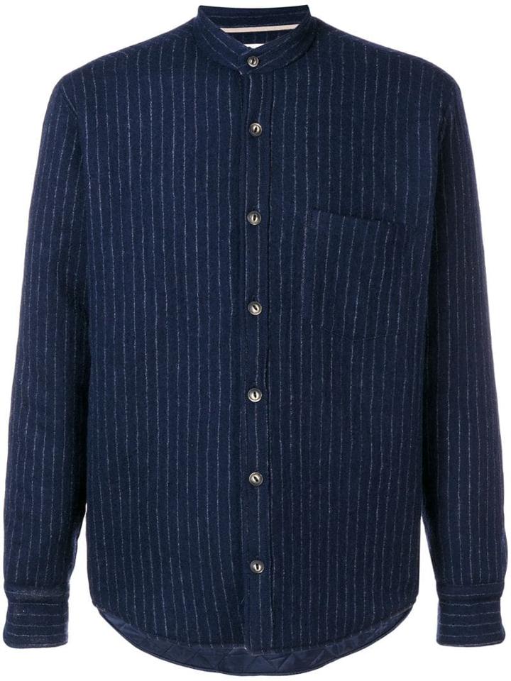 Al Duca D'aosta 1902 Pinstripe Band Collar Shirt - Blue