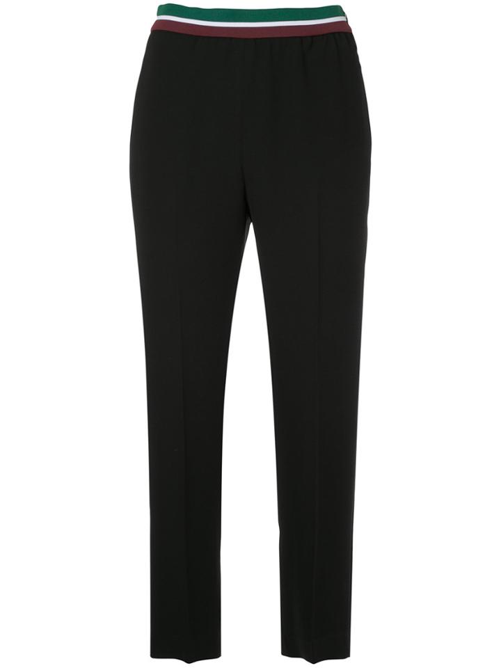 Le Ciel Bleu Contrast Waist Cropped Trousers - Black