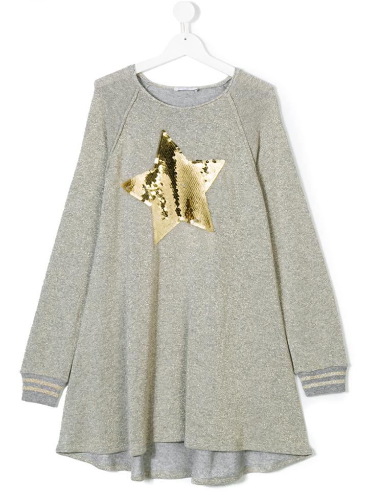 Elsy Sequined Sweatshirt Dress - Metallic
