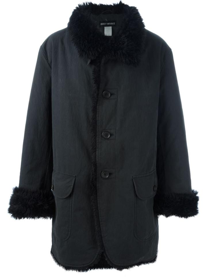 Issey Miyake Vintage Faux Fur Trim Coat