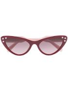 Miu Miu Eyewear Red Cat Eye Rhinestone Embellished Sunglasses