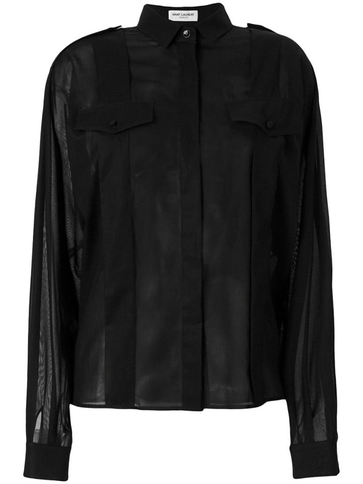 Saint Laurent Voile Wide-sleeved Shirt - Black