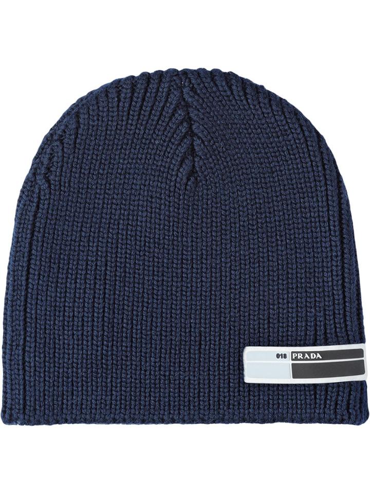 Prada Cablé Knit Hat - Blue