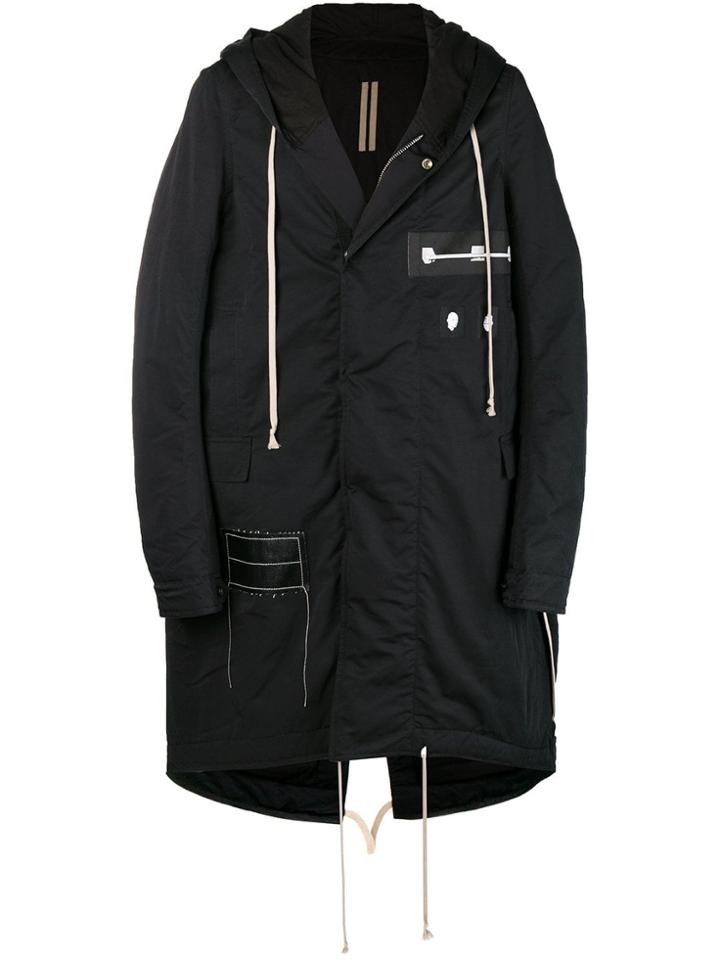 Rick Owens Drkshdw Zipped Hooded Parka - Black