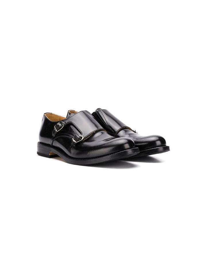 Gallucci Kids Teen Buckled Monk Shoes - Black