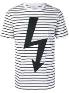 Neil Barrett Striped Lightning Bolt T-shirt - White
