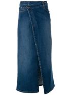Stella Mccartney Denim Wrap Midi Skirt - Blue
