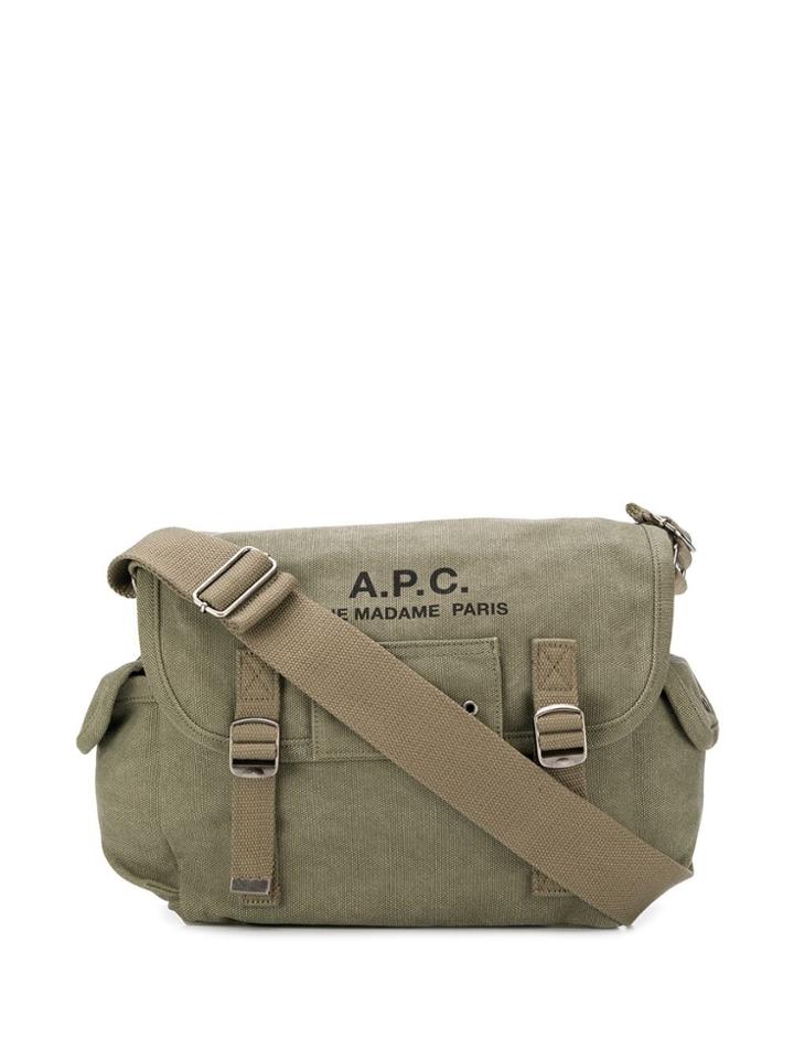 A.p.c. Large Logo Messenger Bag - Green