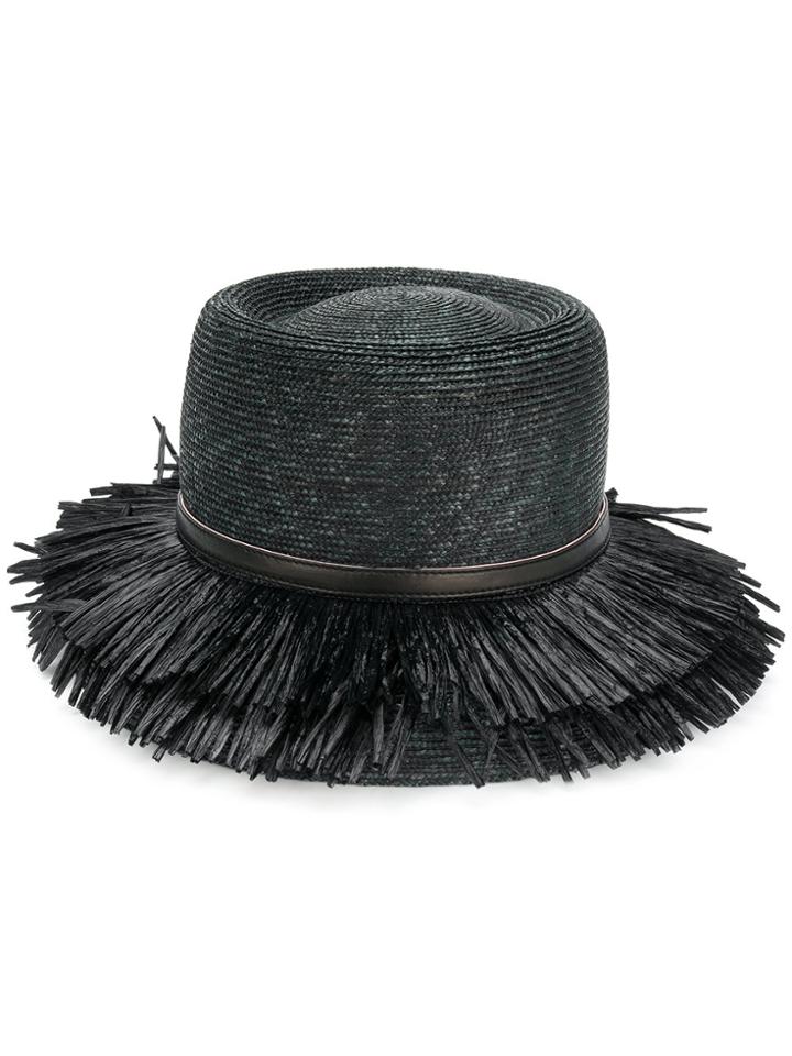 Ermanno Scervino Fringe Brim Hat - Black