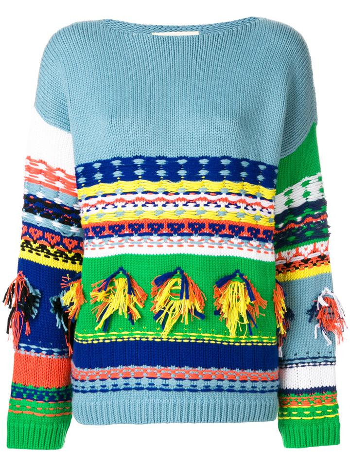 Ports 1961 Fringed Detail Sweater - Blue