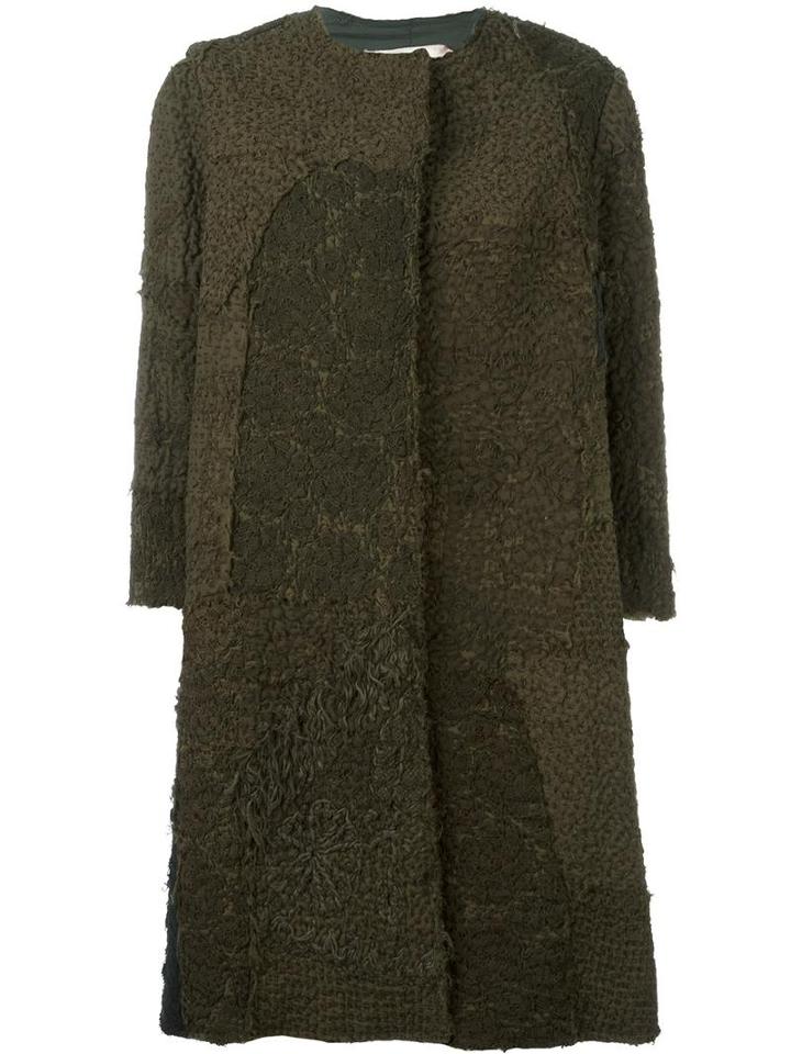 By Walid Hand Dyed Crocheted Panel Coat, Women's, Size: Medium, Green, Cotton