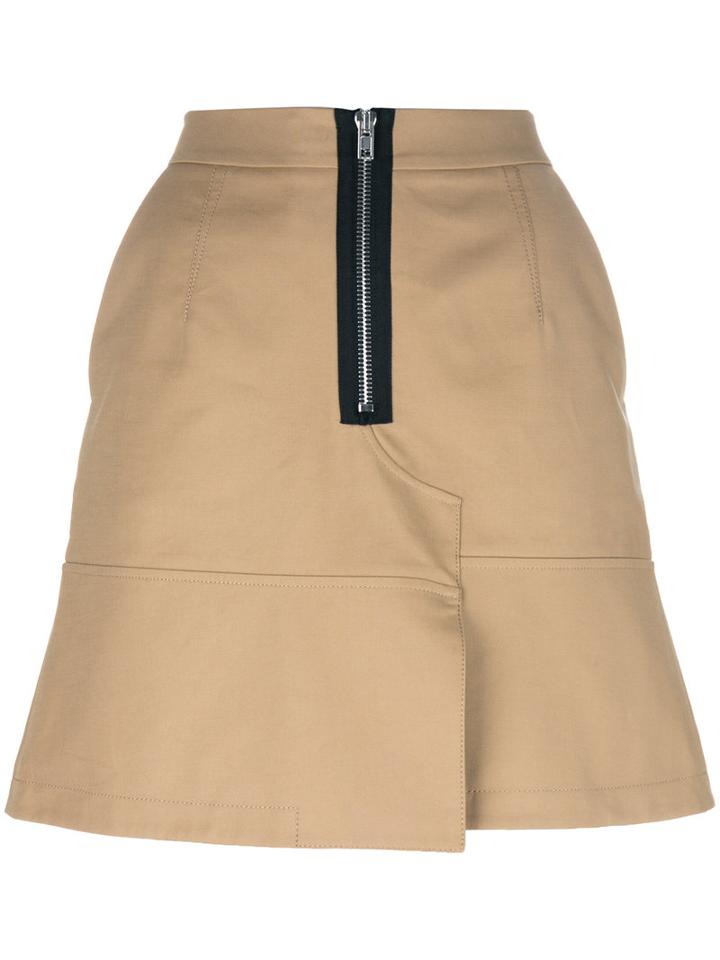 Alexander Wang Mini Skirt With Zip, Women's, Size: 6, Nude/neutrals, Cotton/polyester