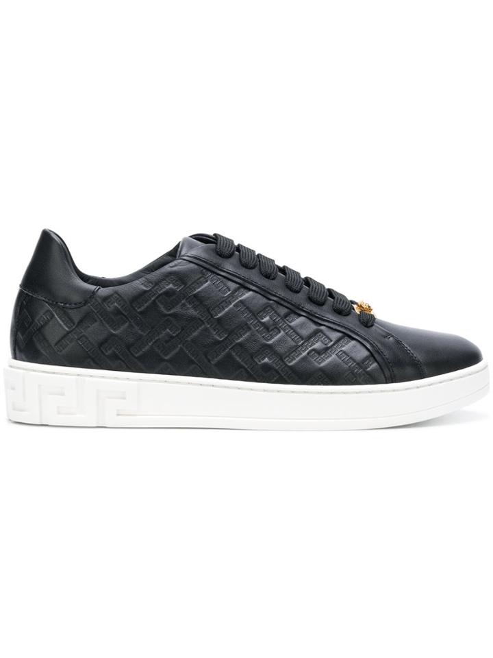 Versace Grecca Embossed Sneakers - Black