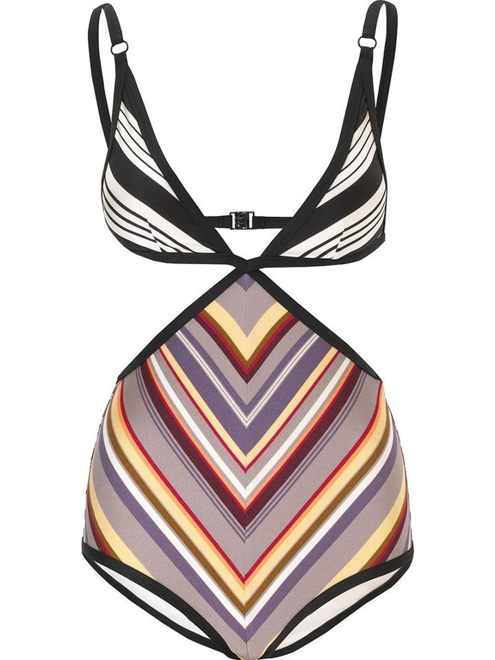 Zimmermann Ticking Wrap One Piece Swimsuit