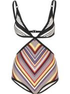 Zimmermann Ticking Wrap One Piece Swimsuit