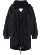 Oamc Contrast Stitch Hooded Coat - Blue