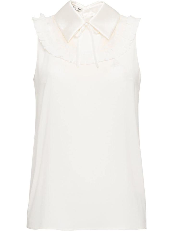 Miu Miu Sablé And Georgette Blouse - White