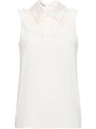 Miu Miu Sablé And Georgette Blouse - White